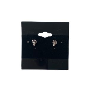 NEW Footprint Silver Tone Stud Earrings